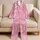 Bubblegum Pink Marble Swirl For Summer Relaxing At Home, Gift Giving, And Travel Days Satin Pajamas Set - 5