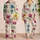 Hand Painted Floral Ink Blossom For Cozy Home Evenings And Gifting Women Collectors Satin Pajamas Set - 2
