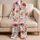 Coral Poppy Hibiscus Floral Red Blue Botanical Comfort for Relaxing at Home Everyday Satin Pajamas Set - 5