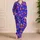 Cobalt Blue Magenta Leopard Spots Cozy Daily Bedtime Comfort Gift For Women And Teens Satin Pajamas Set - 4