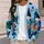 Retro Cat Motif For Beach Getaways And Casual Summer Layering For Plus Size Women All-over Print Knitted Cardigan - 5