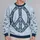 Ornate Navy Peace Medallion for Calm Spring Outings and Relaxed Everyday Bohemian Style All-over Print Knitted Sweater - 2