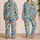 Vintage Botanical Floral Garden Motif for Relaxing Home Lounging and Weekend Getaways Satin Pajamas Set - 2