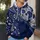 Navy Sugar Skull And Violet Florals For Day Of The Dead And Gothic Folk Art Fans All-over Print Hoodie (Lightweight) - 5