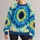 Seafoam Blue Bullseye Motif for Spring Outings and Relaxed Everyday Wear All-over Print Knitted Sweater - 1