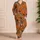 Burnt Orange Zebra and Palm Leaf Motifs for Cozy Nighttime Lounging, Safari Fans Satin Pajamas Set - 4