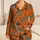 Burnt Orange Zebra and Palm Leaf Motifs for Cozy Nighttime Lounging, Safari Fans Satin Pajamas Set - 1