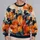 Abstract Orange Flowers And Navy Brushstrokes For Autumn Everyday Style All-over Print Knitted Sweater - 2