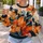 Abstract Orange Flowers And Navy Brushstrokes For Autumn Everyday Style All-over Print Knitted Sweater - 5