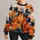 Abstract Orange Flowers And Navy Brushstrokes For Autumn Everyday Style All-over Print Knitted Sweater - 1