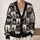 Cryptid Checkerboard Woodland Sketches for Halloween and Everyday Fall Layering All-over Print Knitted Cardigan - 2