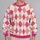 Pink Coral Argyle Diamonds for Collegiate Casual Style and Springtime Weekend Outfits All-over Print Knitted Sweater - 2