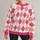 Pink Coral Argyle Diamonds for Collegiate Casual Style and Springtime Weekend Outfits All-over Print Knitted Sweater - 1