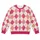 Pink Coral Argyle Diamonds for Collegiate Casual Style and Springtime Weekend Outfits All-over Print Knitted Sweater - 4