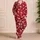 Red Beaded Vine and White Daisy Motifs for Cozy Evenings and Relaxed Homewear Satin Pajamas Set - 4