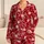 Red Beaded Vine and White Daisy Motifs for Cozy Evenings and Relaxed Homewear Satin Pajamas Set - 1