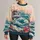 Teal Ocean Waves And Cherry Blossoms For Relaxed Coastal Everyday Style All-over Print Knitted Sweater - 1
