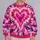 Fuchsia Heart Tie Dye Boho Casual Everyday Colorful Statement for Women Festival Style All-over Print Knitted Sweater - 2
