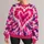 Fuchsia Heart Tie Dye Boho Casual Everyday Colorful Statement for Women Festival Style All-over Print Knitted Sweater - 1