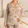 Pink Stripes and Golden Hearts for Cozy Valentine Evenings and Romantic Lounging Satin Pajamas Set - 1