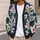 Navy Floral And Olive Botanical Motifs For Cozy Autumn Layering, Women's Style All-over Print Knitted Cardigan - 5