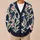 Navy Floral And Olive Botanical Motifs For Cozy Autumn Layering, Women's Style All-over Print Knitted Cardigan - 6