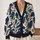 Navy Floral And Olive Botanical Motifs For Cozy Autumn Layering, Women's Style All-over Print Knitted Cardigan - 2