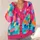 Colorful Abstract Brushstroke Shapes for Creative Everyday Layering and Casual Style All-over Print Knitted Cardigan - 4