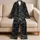 Midnight Bats and Cobwebs for Spooky Autumn Lounging and Halloween Gift Giving at Home Satin Pajamas Set - 5