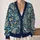 Navy Teal Paisley Blooms for Colorful Everyday Layering and Spring Garden Style All-over Print Knitted Cardigan - 2