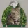 Wide-Eyed Tabby Cat in Lush Greenery for Everyday Nature Lovers All-over Print Hoodie (Lightweight) - 4