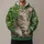 Wide-Eyed Tabby Cat in Lush Greenery for Everyday Nature Lovers All-over Print Hoodie (Lightweight) - 1