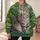 Wide-Eyed Tabby Cat in Lush Greenery for Everyday Nature Lovers All-over Print Hoodie (Lightweight) - 6
