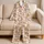 Teddy Bear And Pink Bow Motif For Cozy Spring And Autumn Lounging Satin Pajamas Set - 5