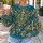 Teal Blue And Gilded Baroque Florals For Autumn Evenings And Elegant Seasonal Outings All-over Print Knitted Sweater - 5
