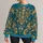 Teal Blue And Gilded Baroque Florals For Autumn Evenings And Elegant Seasonal Outings All-over Print Knitted Sweater - 1