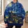 Swirling Midnight Sky and Lantern-Lit Village for Evening Strolls and Art Lovers All-over Print Hoodie (Lightweight) - 6