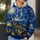 Swirling Midnight Sky and Lantern-Lit Village for Evening Strolls and Art Lovers All-over Print Hoodie (Lightweight) - 5