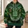 Green Snake Face with Amber Eyes for Bold Everyday Streetwear All-over Print Hoodie (Lightweight) - 6