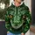 Green Snake Face with Amber Eyes for Bold Everyday Streetwear All-over Print Hoodie (Lightweight) - 5