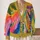 Vibrant Rainbow Color Blocks for Everyday Outfits and Creative Casual Style All-over Print Knitted Cardigan - 2