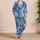 Dusty Slate Blue Tie Dye Coastal Lounge Mood For Cozy Nights At Home Women Gift Idea Satin Pajamas Set - 4