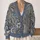Blue Gray Paisley Florals for Everyday Layering and Creative Casual Style All-over Print Knitted Cardigan - 2