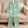 Mint Green Heart Quote Lounge Style For Cozy Bedtime Gifts For Her At Home All Season Satin Pajamas Set - 5
