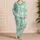Mint Green Heart Quote Lounge Style For Cozy Bedtime Gifts For Her At Home All Season Satin Pajamas Set - 4