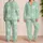 Mint Green Heart Quote Lounge Style For Cozy Bedtime Gifts For Her At Home All Season Satin Pajamas Set - 2