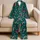 Deep Teal Christmas Candy Cane Sleepwear For Cozy Holiday Nights Plus Size Women Satin Pajamas Set - 5
