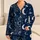 Navy Moon And Star Nightwear For Cozy Bedtime Gifts, Evening Relaxation For Women Satin Pajamas Set - 1