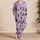 Lavender Singer Stage Style For Women, Retro Concert Night Out Comfort Look Vibe Satin Pajamas Set - 4