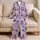 Lavender Singer Stage Style For Women, Retro Concert Night Out Comfort Look Vibe Satin Pajamas Set - 5